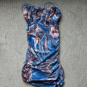 Princess Polly Blue and Red Patterned Dress